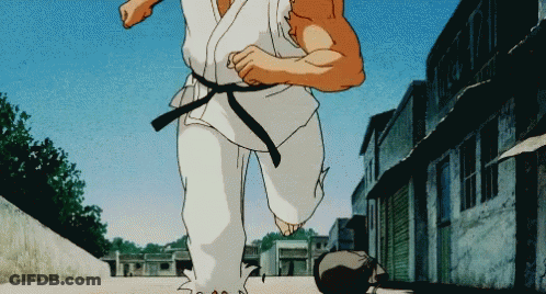 Cartoon Character With Black Belt Running GIF