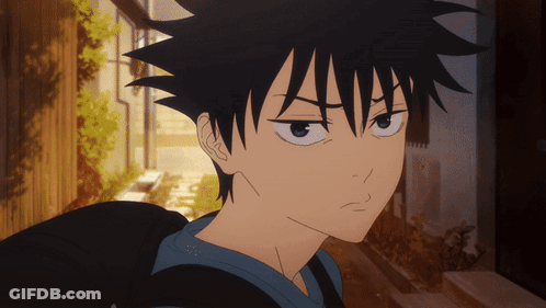 Cartoon Character With Black Hair And Blue Shirt GIF