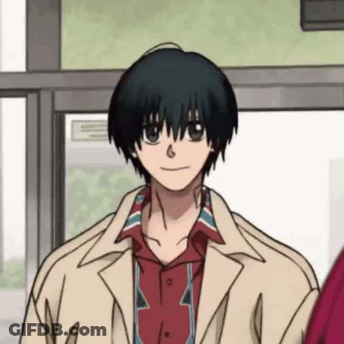 Cartoon Character With Black Hair And Tan Jacket GIF