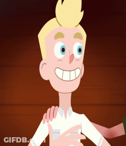 Cartoon Character With Blonde Hair And Blue Eyes Laying On His Back GIF
