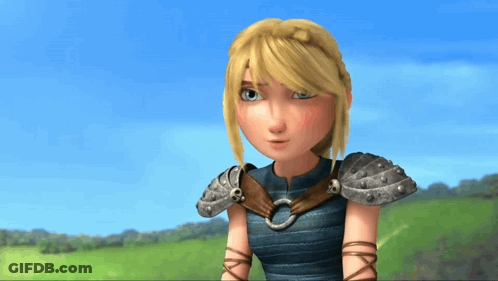Cartoon Character With Blonde Hair And Blue Top GIF