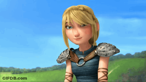 Cartoon Character With Blonde Hair And Blue Top GIF