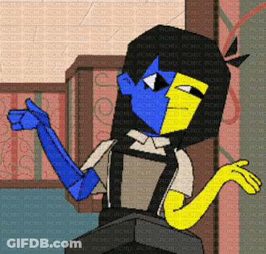 Cartoon Character With Blue And Yellow Arms Giving Thumbs Up GIF