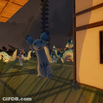 Cartoon Character With Blue Ears In Grass GIF