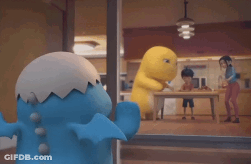 Cartoon Character With Blue Egg On Head GIF