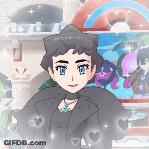 Cartoon Character With Blue Eyes And Necklace GIF