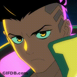 Cartoon Character With Blue Eyes And Shaved Head GIF