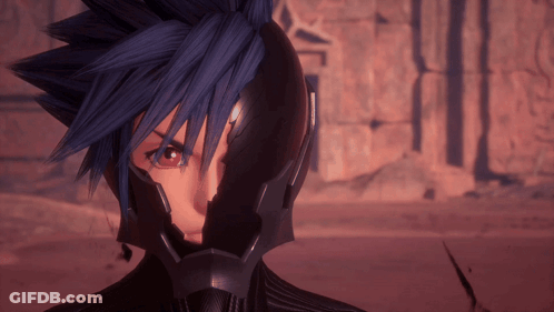 Cartoon Character With Blue Hair And Black Helmet GIF