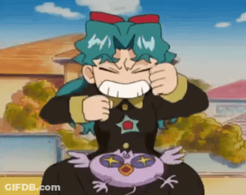 Cartoon Character With Blue Hair And Bow GIF