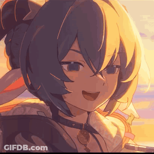 Cartoon Character With Blue Hair And Choker GIF