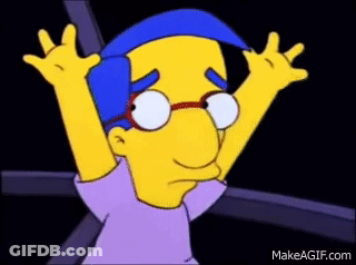 Cartoon Character With Blue Hair And Glasses Arms Up GIF