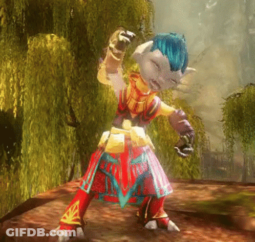 Cartoon Character With Blue Hair And Horns GIF