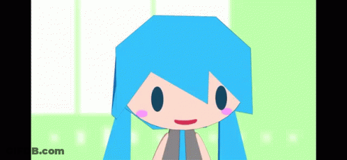 Cartoon Character With Blue Hair And Pink Cheek GIF
