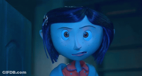 Cartoon Character With Blue Hair And Red Polka Dots GIF