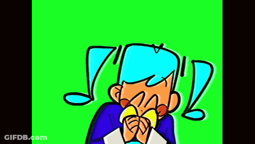 Cartoon Character With Blue Hair And Yellow Bow Tie GIF