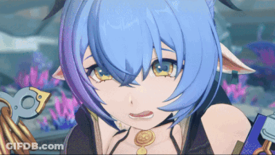 Cartoon Character With Blue Hair And Yellow Eyes GIF