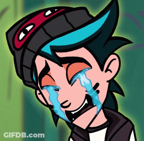 Cartoon Character With Blue Hair Crying Eyes Closed GIF