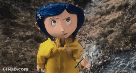 Cartoon Character With Blue Hair Holding Scissors GIF