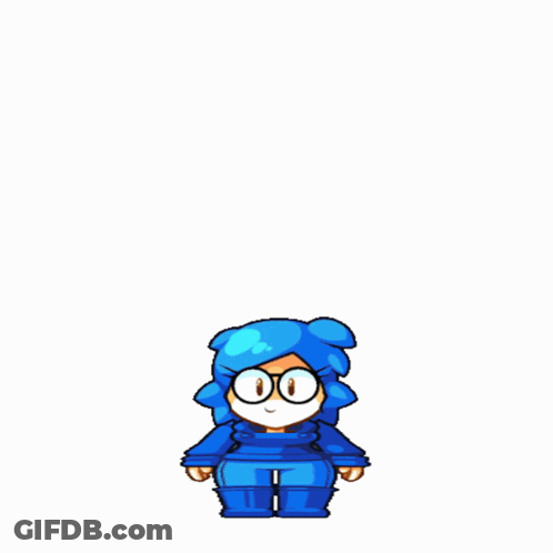 Cartoon Character With Blue Hair Laying On Floor GIF