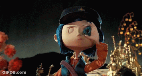 Cartoon Character With Blue Hair Looking Through Magnifying Glass GIF