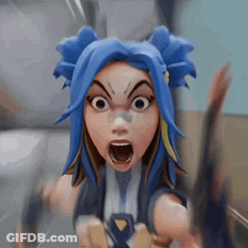 Cartoon Character With Blue Hair Making Funny Face GIF