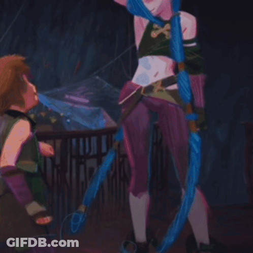 Cartoon Character With Blue Hair Next To Boy GIF