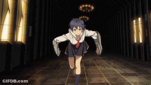 Cartoon Character With Blue Hair Pointing Up GIF