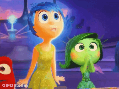 Cartoon Character With Blue Hair Standing Next To Green One GIF