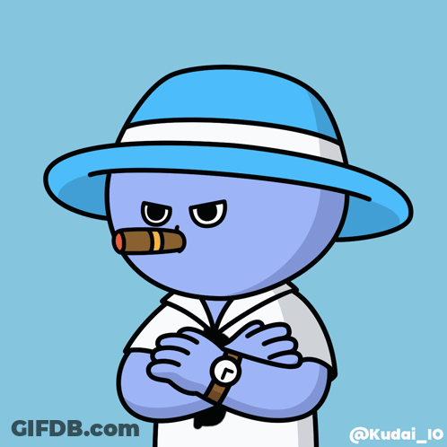 Cartoon Character With Blue Hat And Watch GIF