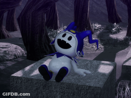 Cartoon Character With Blue Hat Sitting On Block GIF