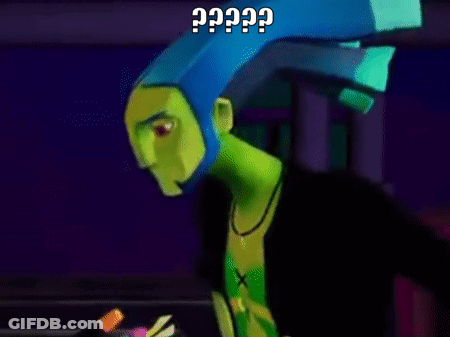 Cartoon Character With Blue Helmet And Question Mark GIF