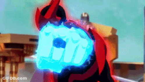 Cartoon Character With Blue Light Coming Out Of Back GIF