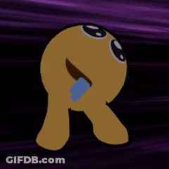 Cartoon Character With Blue Tongue Sticking Out Against Purple Background GIF