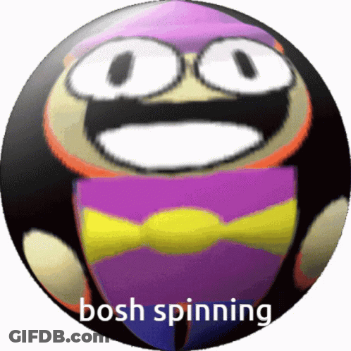 Cartoon Character With Bosh Spinning GIF
