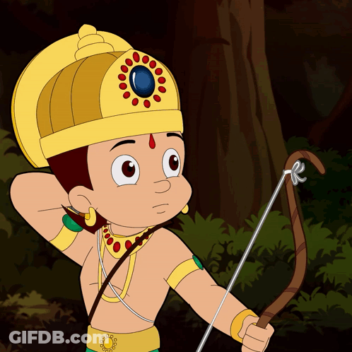 Cartoon Character With Bow And Arrow And Crown GIF