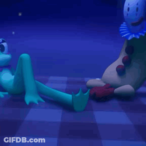 Cartoon Character With Bow Tie Kneeling GIF