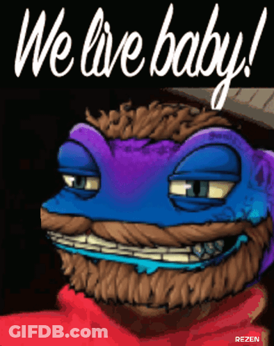 Cartoon Character With Braces And Beard Says We Live Baby GIF