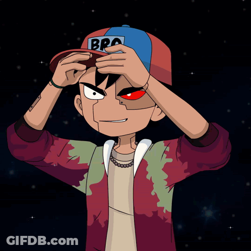 Cartoon Character With Bro Hat GIF