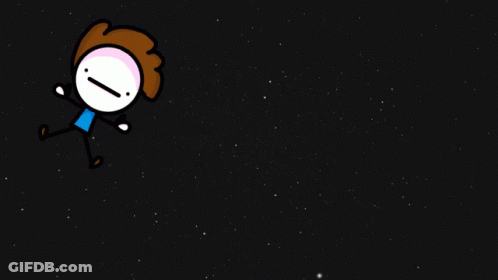 Cartoon Character With Brown Hair Floating GIF