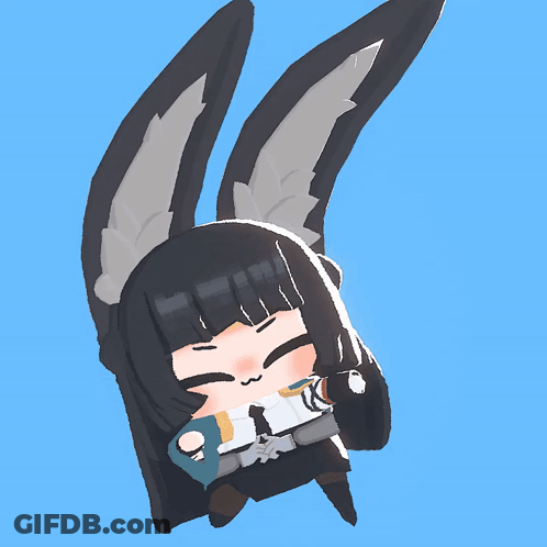 Cartoon Character With Bunny Ears Sitting GIF