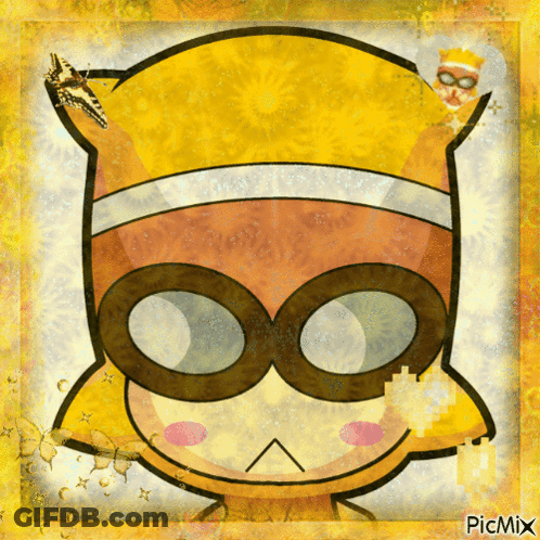 Cartoon Character With Butterfly On Head Picmix GIF