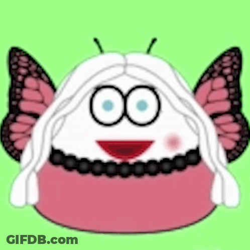 Cartoon Character With Butterfly Wings And Necklace GIF