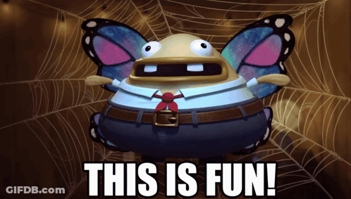 Cartoon Character With Butterfly Wings Saying This Is Fun GIF