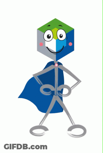 Cartoon Character With Cape And Scissors GIF