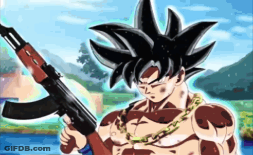 Cartoon Character With Chain Holding AK47 GIF