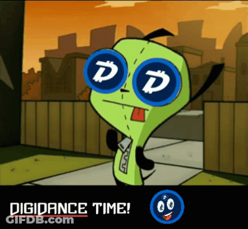 Cartoon Character With Coin On Head Saying Digidance Time GIF