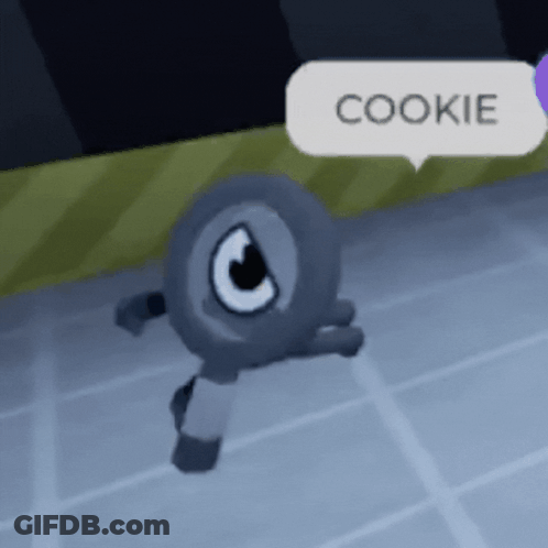 Cartoon Character With Cookie Speech Bubble GIF
