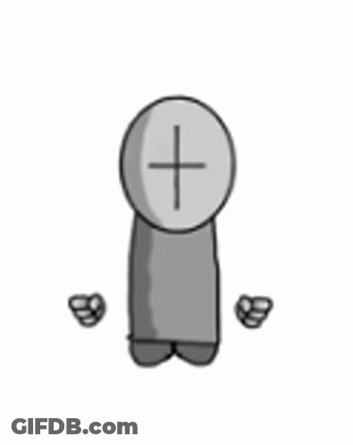 Cartoon Character With Cross On Head Next To Heart GIF