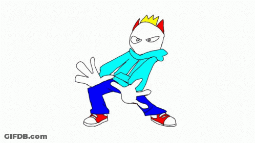 Cartoon Character With Crown And Blue Jacket GIF