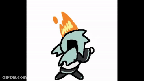 Cartoon Character With Crown And Flame GIF